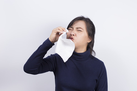 Health Care: Woman has sneezingの写真素材
