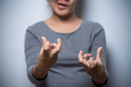 Woman has hand painの写真素材