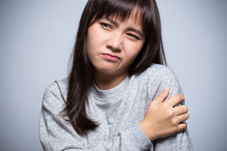Woman has arm painの写真素材