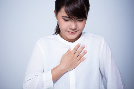 Woman has reflux acidの写真素材