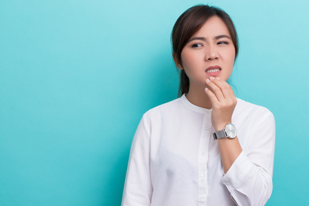 Woman has toothacheの写真素材