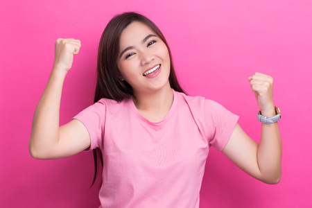 Success woman happy being a winnerの写真素材