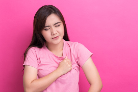 Woman has chest painの写真素材