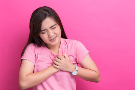 Woman has chest painの写真素材