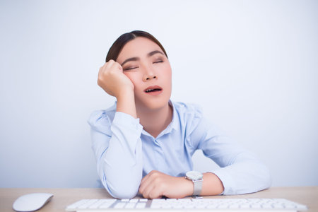 Woman take a nap at office