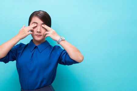 Woman has eye painの写真素材