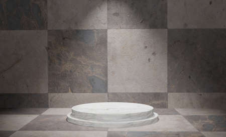 3D Podium in Room Texture Background with Spotlight Downの写真素材