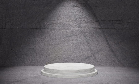 3D Podium in Room Texture Background with Spotlight Downの写真素材