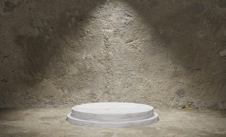3D Podium in Room Texture Background with Spotlight Downの写真素材