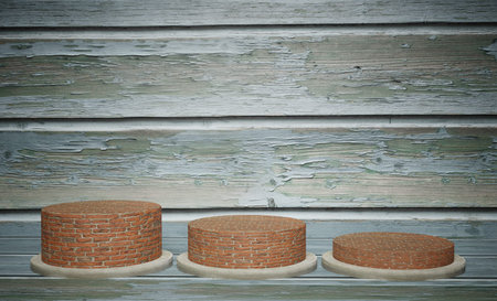 Triple 3D Podium with Background Texture