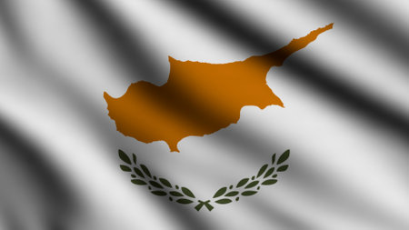 Cyprus flag blowing in the wind. Full page Cyprus flying flag. 3d illustrationの写真素材