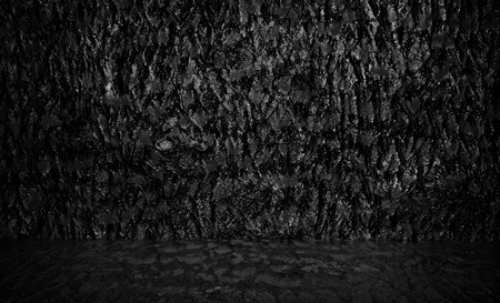 Black grunge wall texture. Dark interior background. 3d render illustrationの写真素材