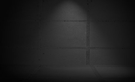 3d rendering of empty dark room with concrete wall and floor.の写真素材