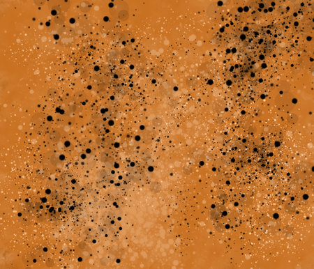 abstract orange background with black spots and spots, grunge textureの写真素材