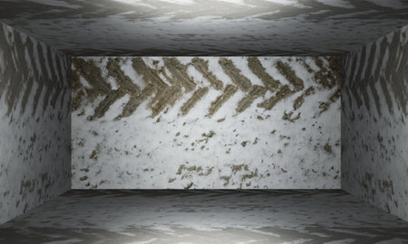 3d rendering snow texture room empty backgroundの写真素材