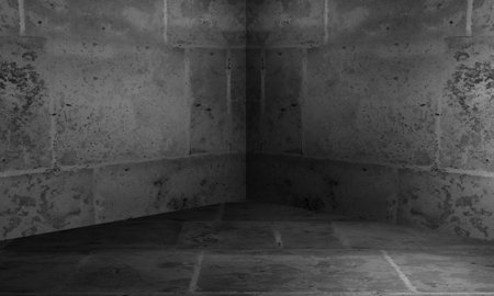 corner of empty room with white walls floorの写真素材