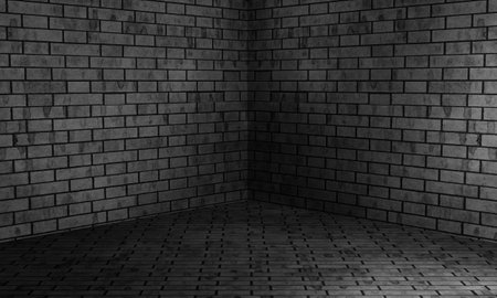 brick Concrete corner 3d wall room texture backgroundの写真素材