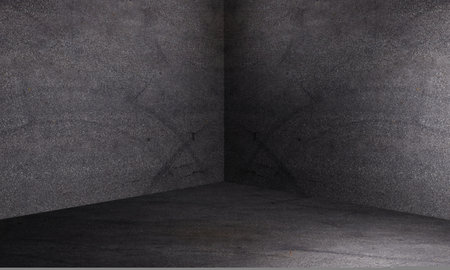 corner of empty room with white walls floorの写真素材