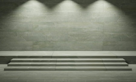 Photo 3d wall stage concrete texture Minimalist mockup for product presentationの写真素材