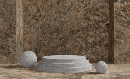 White marble podiumle background. 3d render. Mock upの写真素材