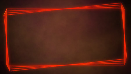 red neon frame on a dark backgroundの写真素材