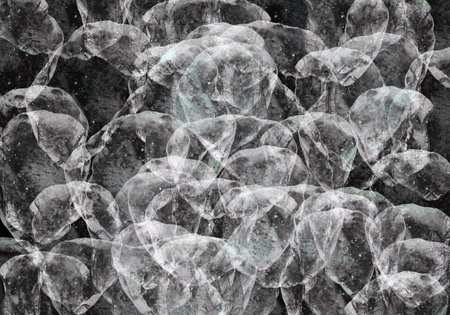 abstract background with a lot of ice cubes in black and whiteの写真素材