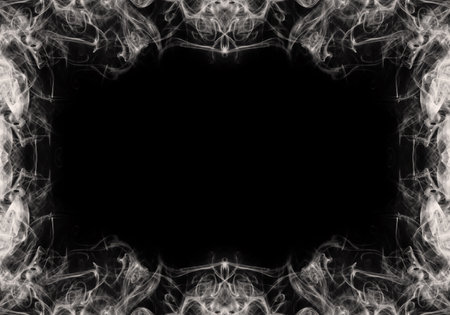 Abstract smoke moves on a black background. Design element. Place for text.の写真素材