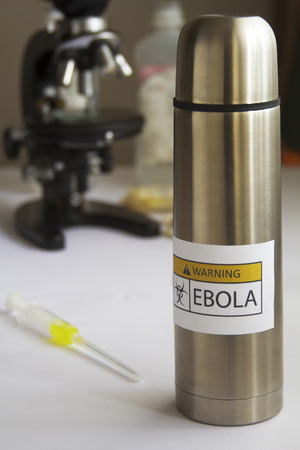 container of Ebola in the laboratoryの写真素材