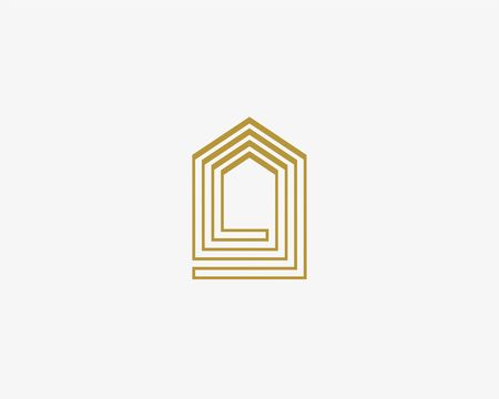 line house logo,luxery house ,logo icon design template.のイラスト素材