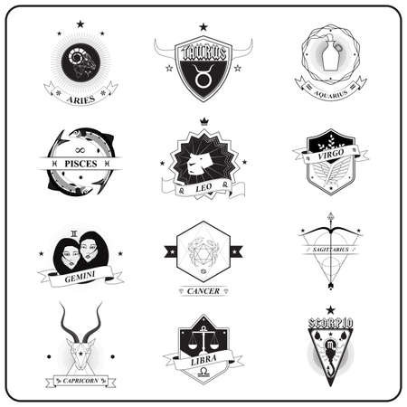 Zodiac Sign in Vintage Badge Styleのイラスト素材