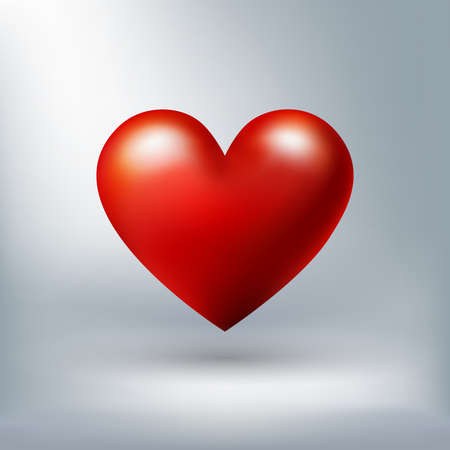 Red shiny heart isolated on white background for valentine concept, perfect proportion, vector illustrationのイラスト素材
