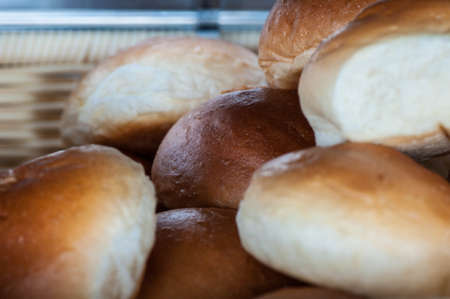 bread in basketの写真素材