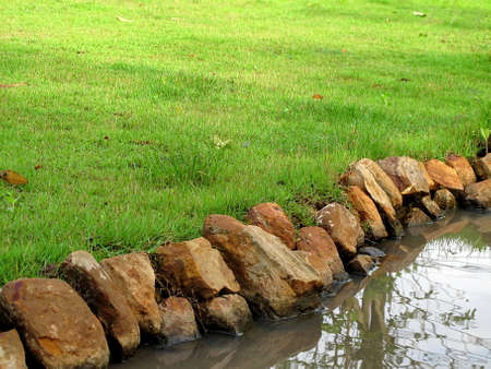 Grass and stoneの写真素材
