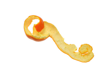 Orange peel isolated on white background.の写真素材