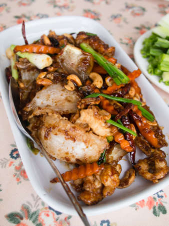 chicken fried with cashewsの写真素材