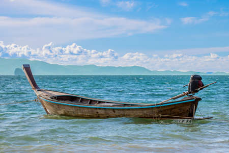 Long boat and tropical beachの写真素材