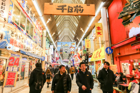 Osaka, Japan, Dec 21, 2017 : Night life people to find the popular shopping mall in night market...