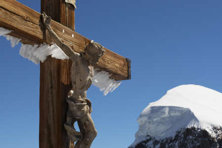 Cross of Jesus Christ in the Swiss Alpsの写真素材