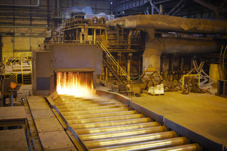 Hot steel on the production line のeditorial素材