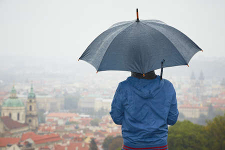 Rainy day in Pragueの写真素材