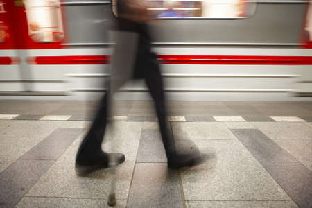 Old man is going to subway の写真素材