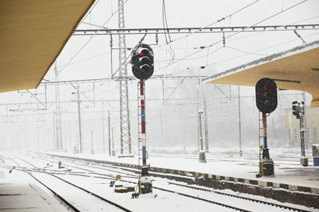 Railway station in winter 