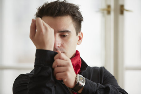 Morning of the young man の写真素材