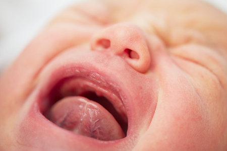 Newborn baby is crying - selective focus