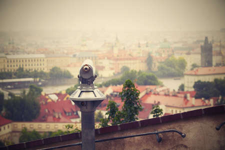 Binocular for use by tourists at Prague - selective focusの写真素材