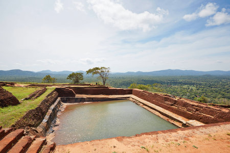 Pool on the top of Sigiriya in Sri Lanka の写真素材