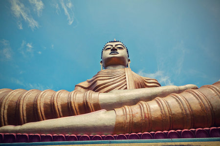 High Buddha statue in temple - Sri Lankaの写真素材