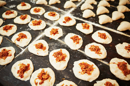 Traditional preparation of food in the bakery.