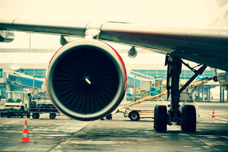Preparing the aircraft before take off.の写真素材