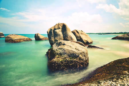 Stones on the idyllic beach in Sri Lanka.の写真素材